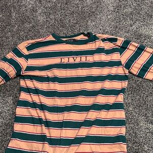 Civil Men's Striped Long Sleeve Tee - Green and Pink